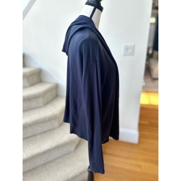 Athleta Navy Hooded Open Closure Lightweight Cardigan - Picture 2 of 6